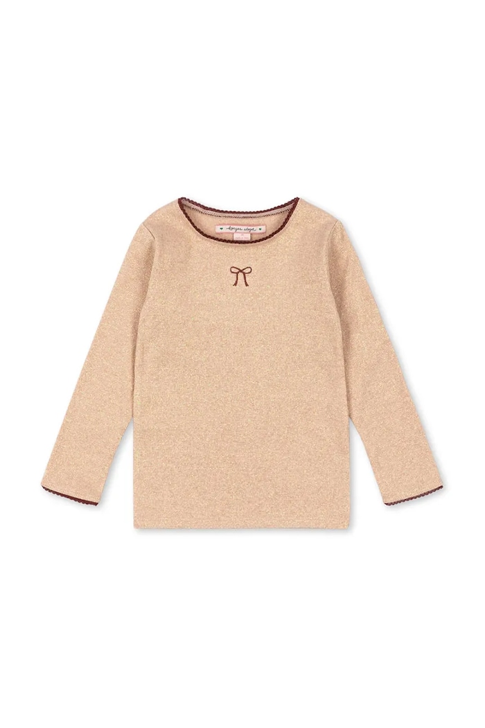 Detské tričko s dlhým rukávom Konges Sløjd ROLI BLOUSE nášivka béžová KS104414.PreSpring