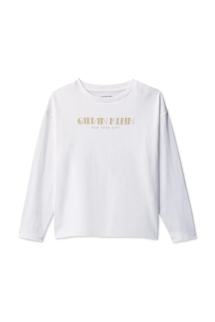 Detská bavlnená košeľa s dlhým rukávom Calvin Klein Jeans IG0IG03090.128.176.PPY2 biela SS26