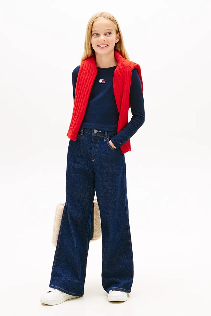 Dievča Detské tričko s dlhým rukávom Tommy Hilfiger KG0KG09065.128.176.PPY2 tmavomodrá