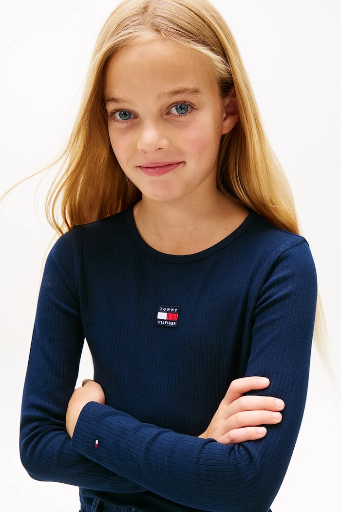 Detské tričko s dlhým rukávom Tommy Hilfiger KG0KG09065.128.176.PPY2 tmavomodrá
