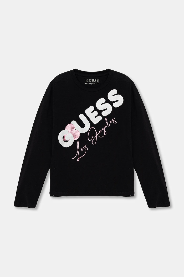 Дитячий лонгслів Guess з еластаном чорний J6RI01.K6YW4.PPY2