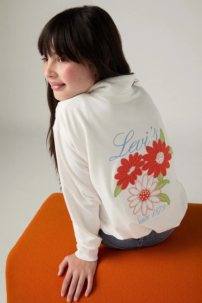 Levi's longsleeve pentru copii BUBBLE HEM LS KNIT TOP alb 4EP549