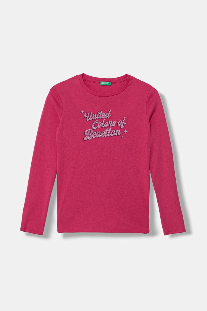 United Colors of Benetton longsleeve pentru copii, din bumbac roz 3I9WC10S7.G.Stagionale