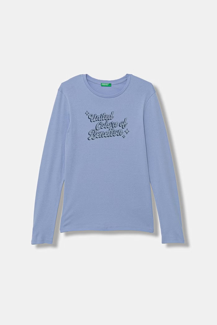 United Colors of Benetton longsleeve dziecięcy bawełniany niebieski 3I9WC10S7.G.Stagionale