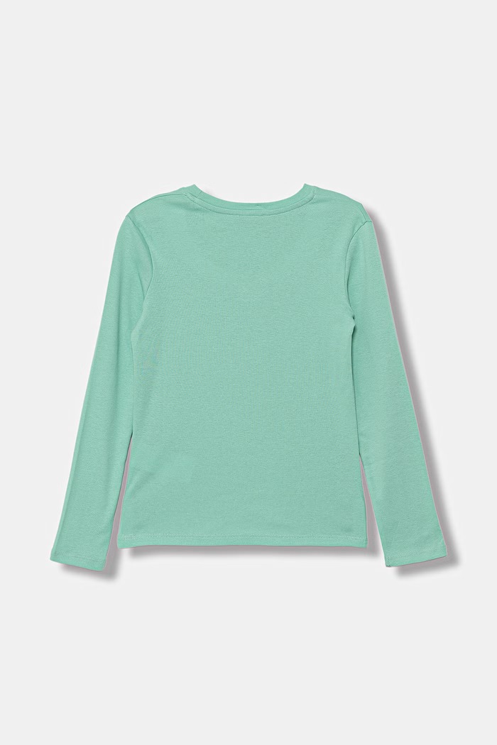 United Colors of Benetton bluză cu mânecă lungă pentru copii, din bumbac 3I9WC10S7.G.Stagionale turcoaz SS26