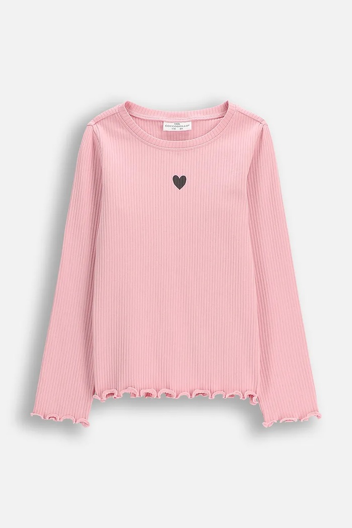Coccodrillo longsleeve dziecięcy z elastanem różowy WC6143103HGK