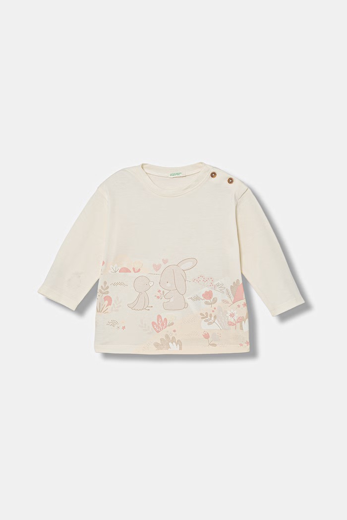 United Colors of Benetton longsleeve pentru copii, din bumbac bej 3I1XA1070.W.Stagionale