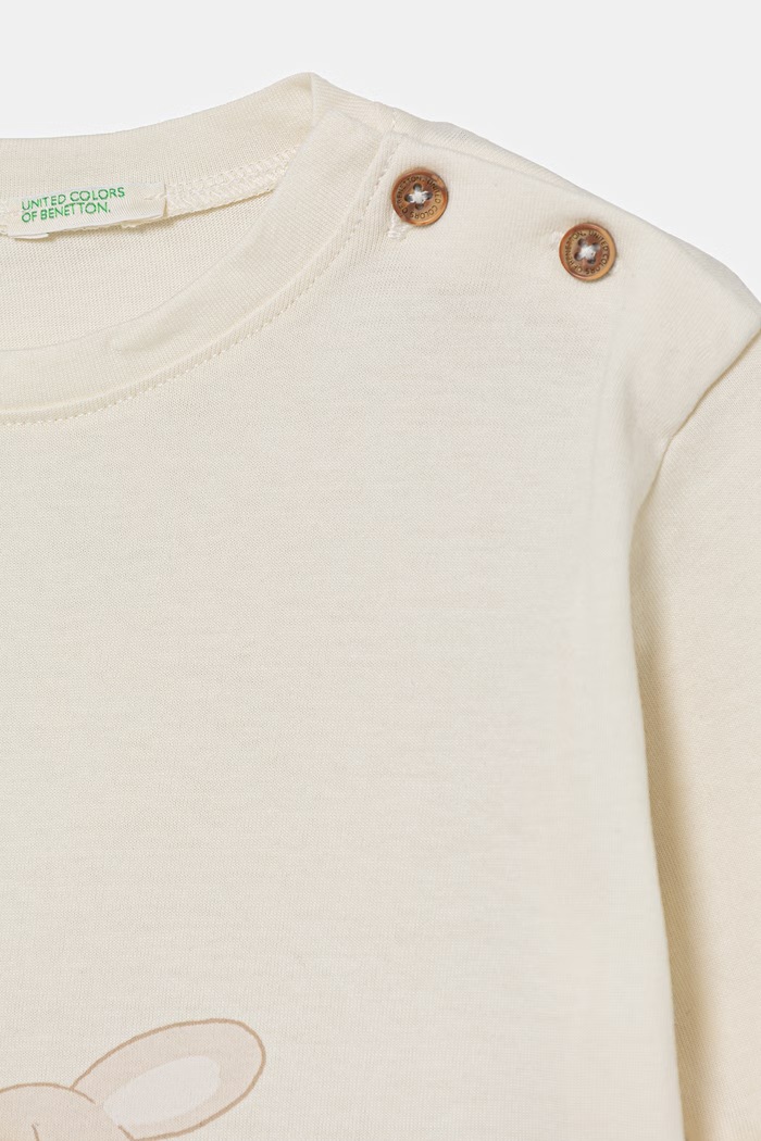 Fete United Colors of Benetton longsleeve pentru copii, din bumbac 3I1XA1070.W.Stagionale bej