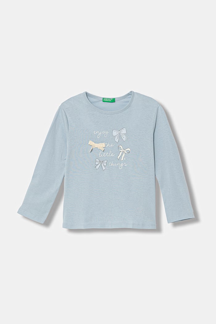 United Colors of Benetton longsleeve dziecięcy bawełniany niebieski 3I1XG10MD.P.Stagionale