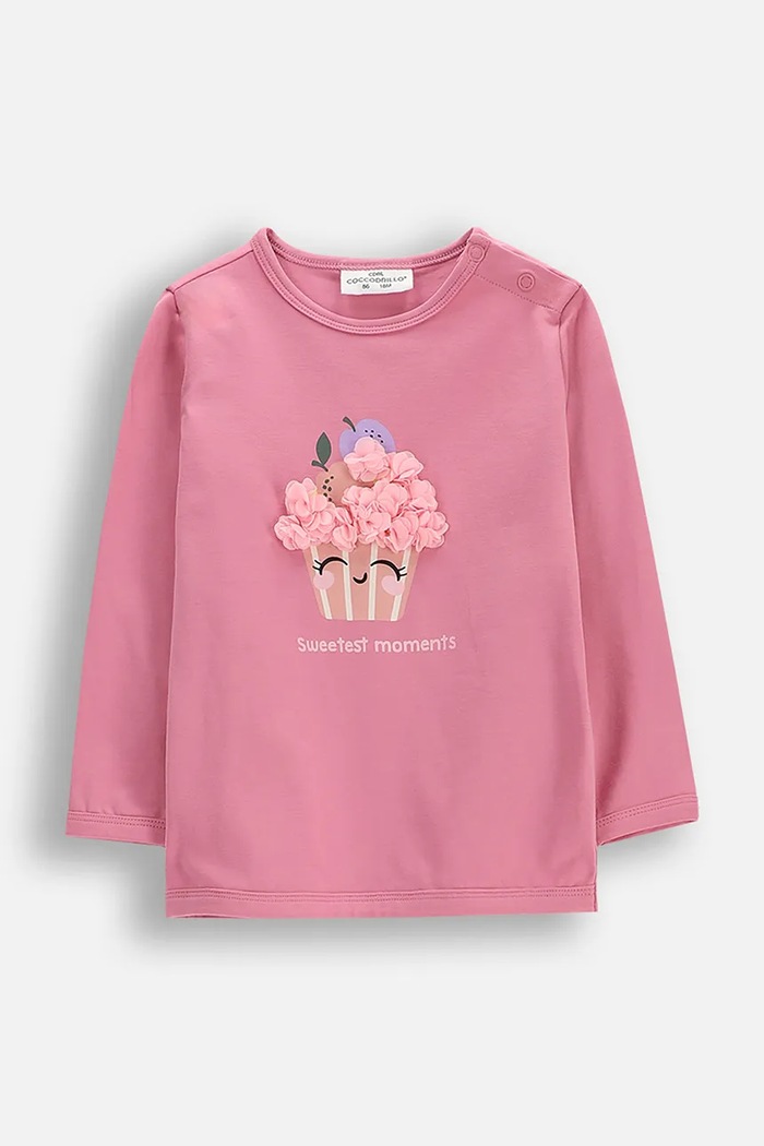 Coccodrillo longsleeve pentru copii, din bumbac cu elastan roz WC6143101HGN