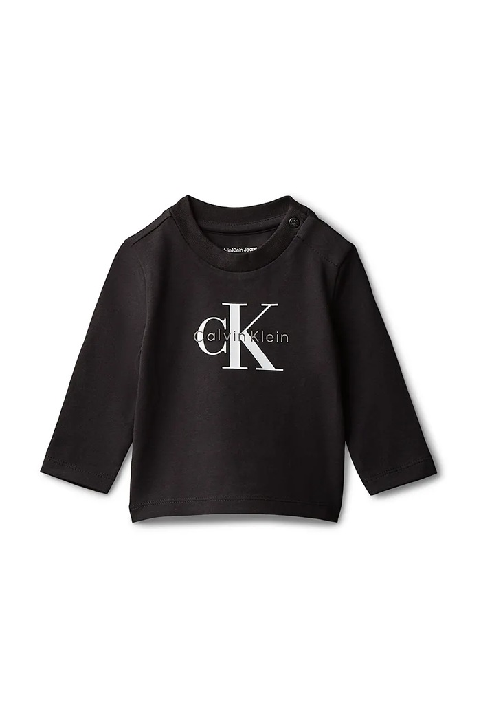 Calvin Klein Jeans longsleeve dziecięcy z elastanem czarny IN0IN00335.PPY2