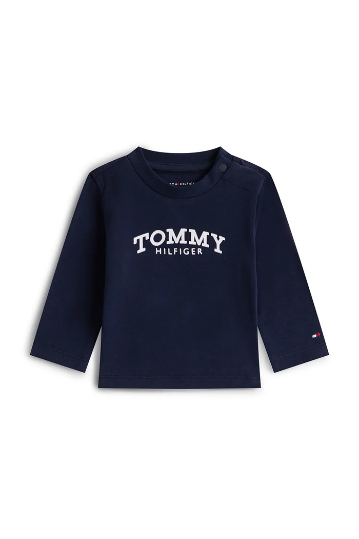 Majica dugih rukava za bebe Tommy Hilfiger s elastinom mornarsko plava KN0KN02147.PPY2