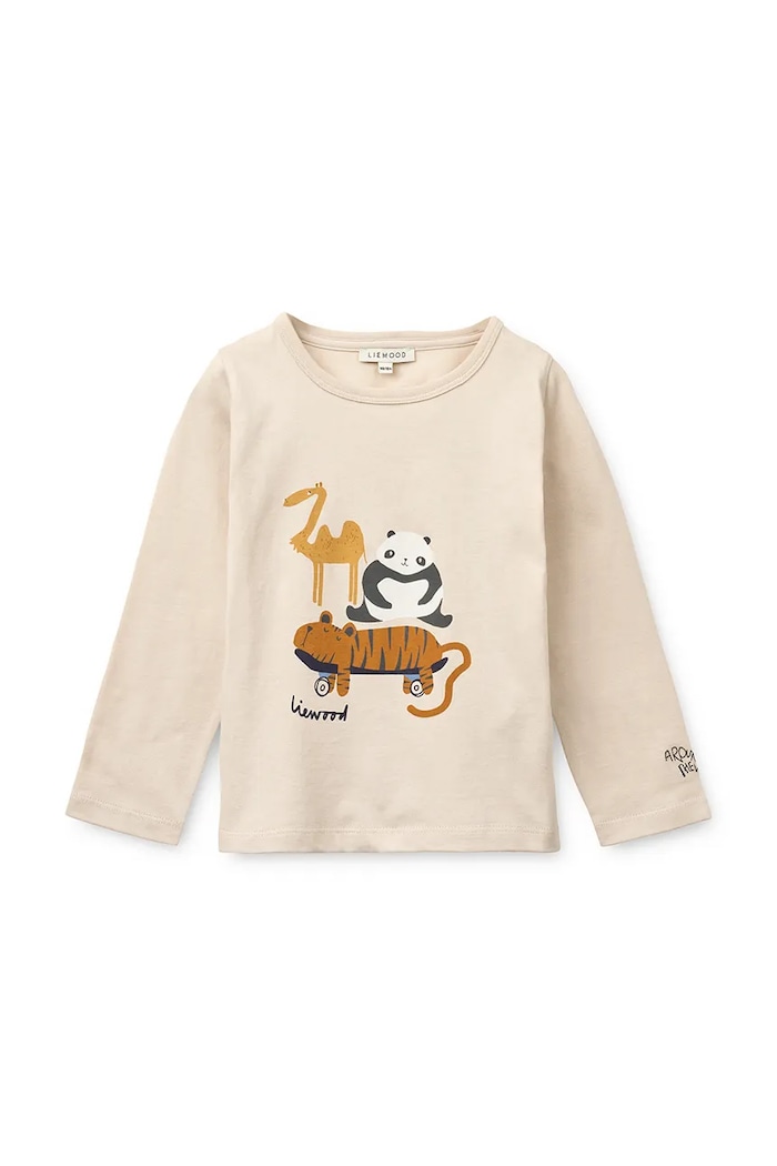 Liewood longsleeve bawełniany dziecięcy Apia Placement Longsleeve T-shirt aplikacja beżowy LW20675.PPY2