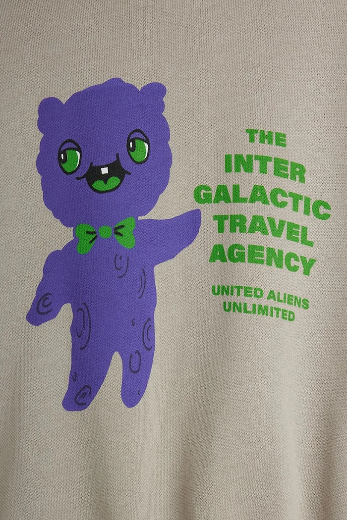Mini Rodini hanorac de bumbac pentru copii Alien travel agency gri 26220121