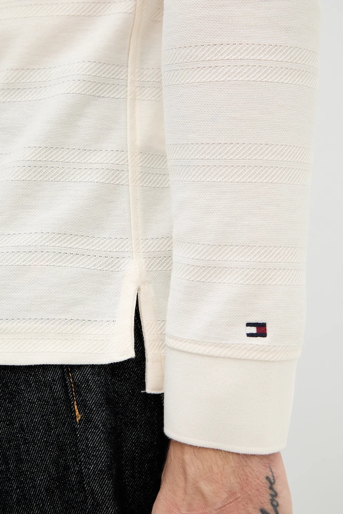 Βαμβακερή μπλούζα με μακριά μανίκια Tommy Hilfiger μπεζ MW0MW41930