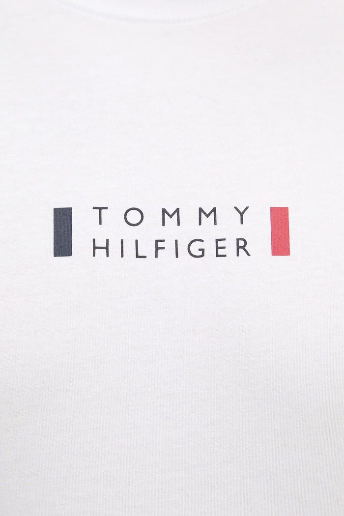 Βαμβακερή μπλούζα με μακριά μανίκια Tommy Hilfiger MW0MW41454 λευκό
