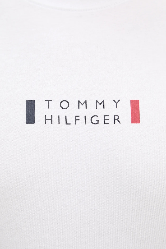 Βαμβακερή μπλούζα με μακριά μανίκια Tommy Hilfiger MW0MW41454 λευκό
