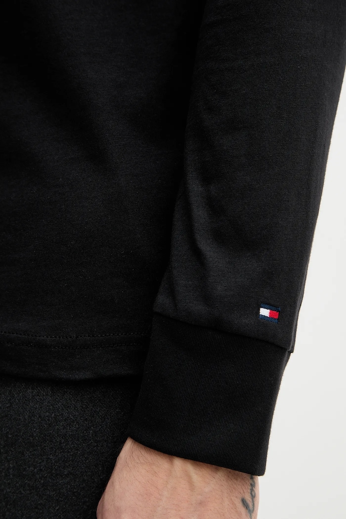 Βαμβακερή μπλούζα με μακριά μανίκια Tommy Hilfiger MW0MW41454 μαύρο