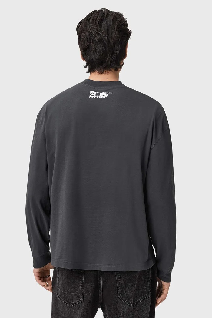 AllSaints longsleeve bawełniany M043PD szary SS26
