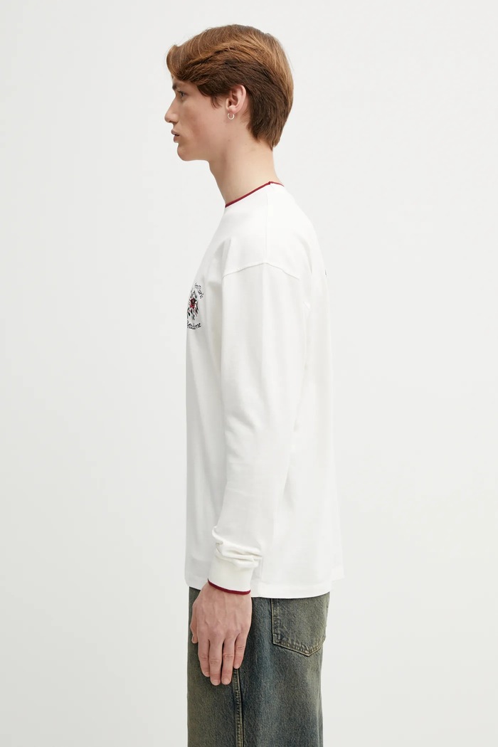 Drôle de Monsieur Manches Longues Slogan Rose a maniche lunghe da uomo in cotone J.TS287.CO248.OW beige SS26