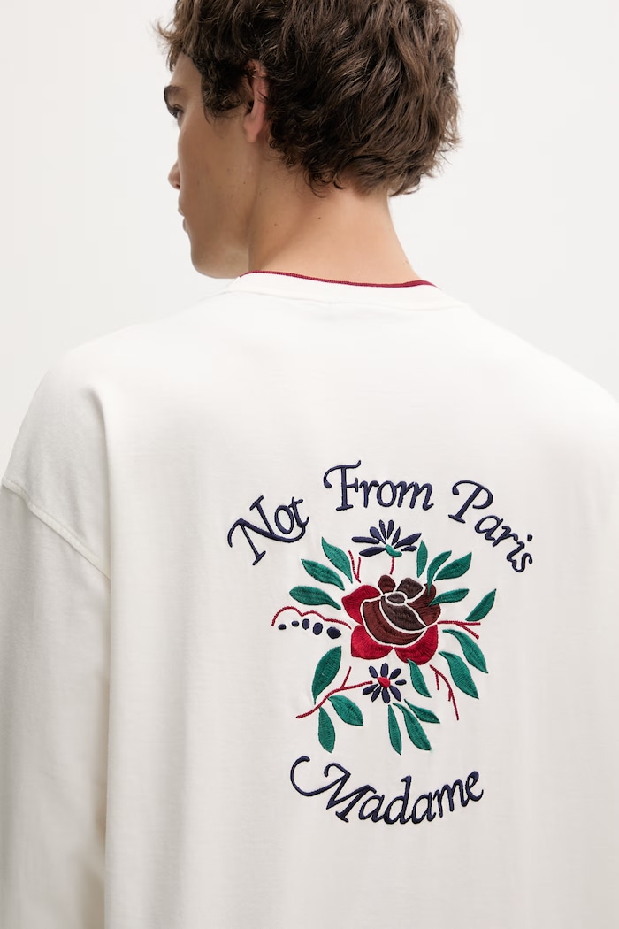 Drôle de Monsieur longsleeve pentru bărbați din bumbac Manches Longues Slogan Rose J.TS287.CO248.OW bej
