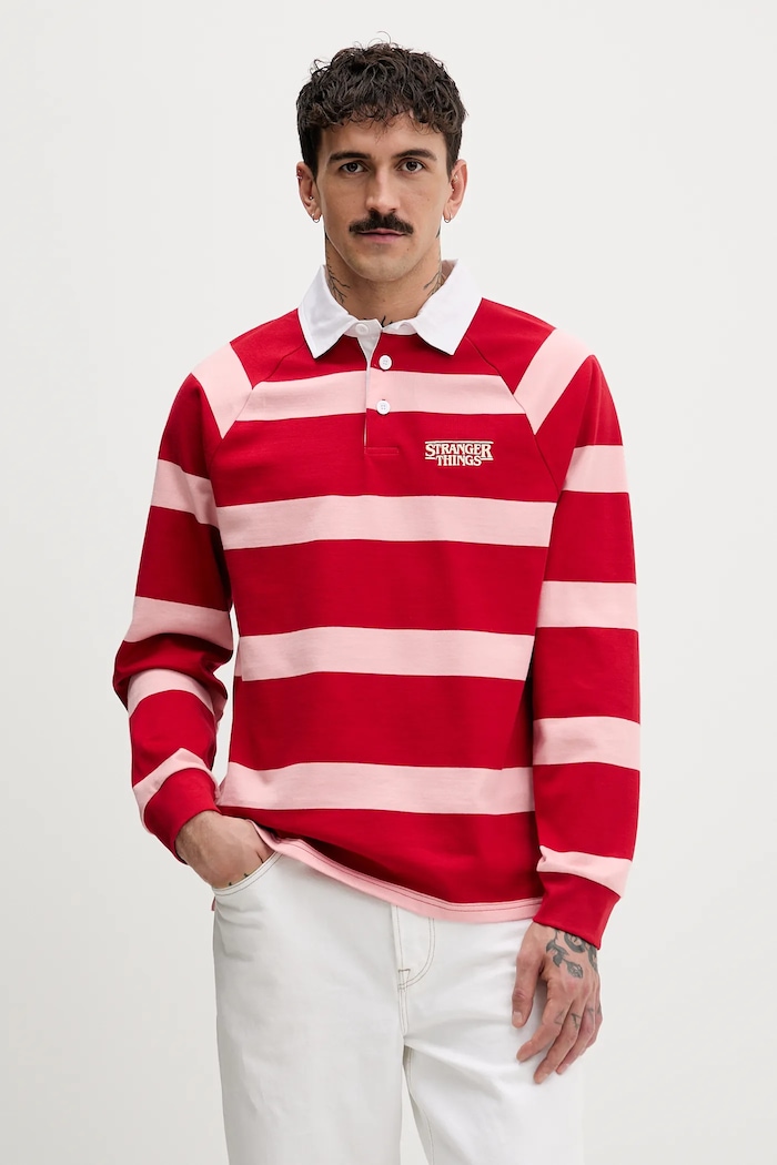 United Colors of Benetton pamut hosszúujjú x Stranger Things pamut burgundia 3T6YU302P
