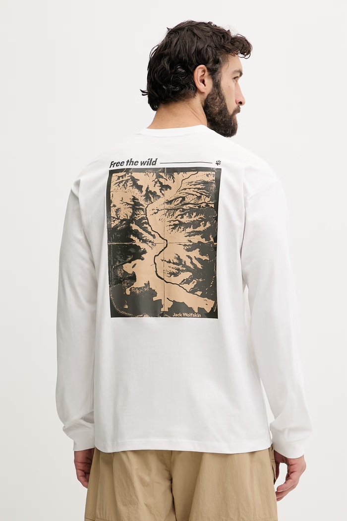 Jack Wolfskin μακρυμάνικο Ανδρικό βαμβακερό Confident λευκό A65918