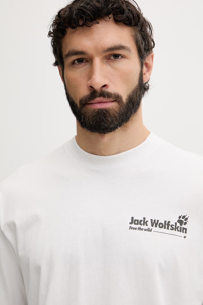 Jack Wolfskin μακρυμάνικο Ανδρικό βαμβακερό Confident λευκό A65918