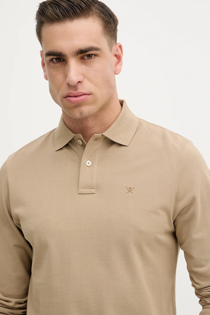Хлопковый лонгслив Hackett London коричневый HM5500022