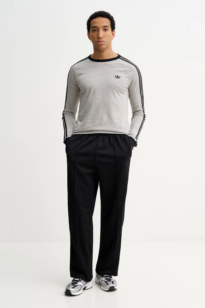 Памучна блуза с дълги ръкави adidas Originals KE3542 сив SS26