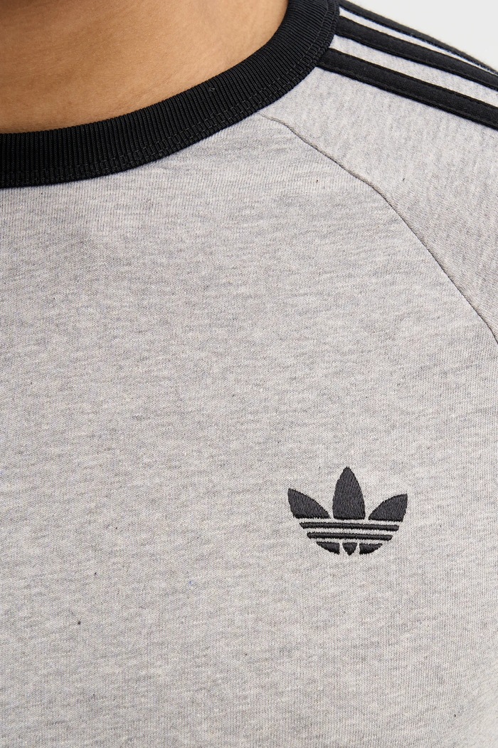 Памучна блуза с дълги ръкави adidas Originals KE3542 сив