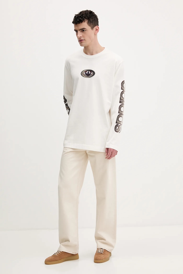 adidas Originals longsleeve bărbătesc din bumbac KS6859 bej SS26