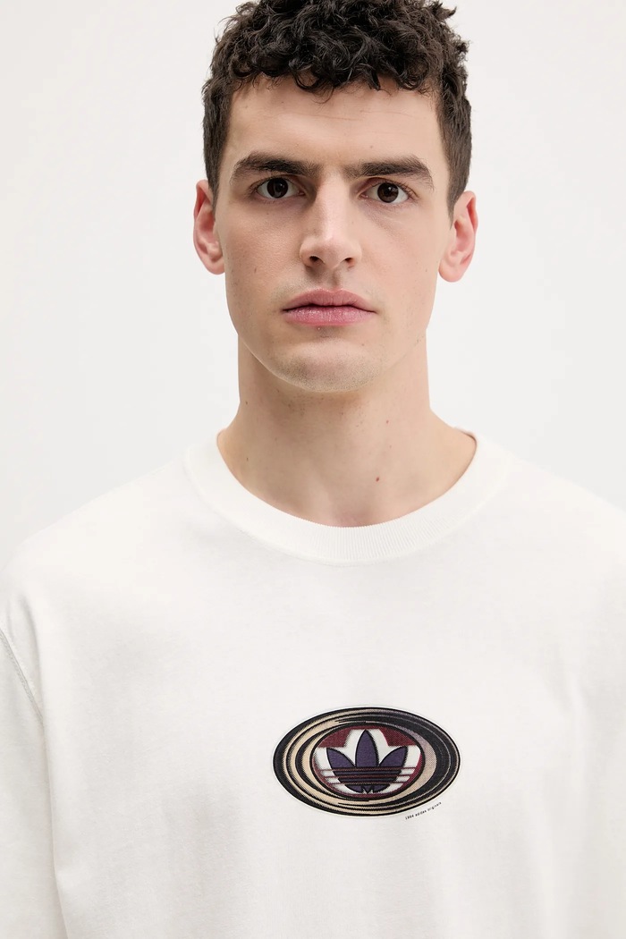 adidas Originals longsleeve bărbătesc din bumbac bej KS6859