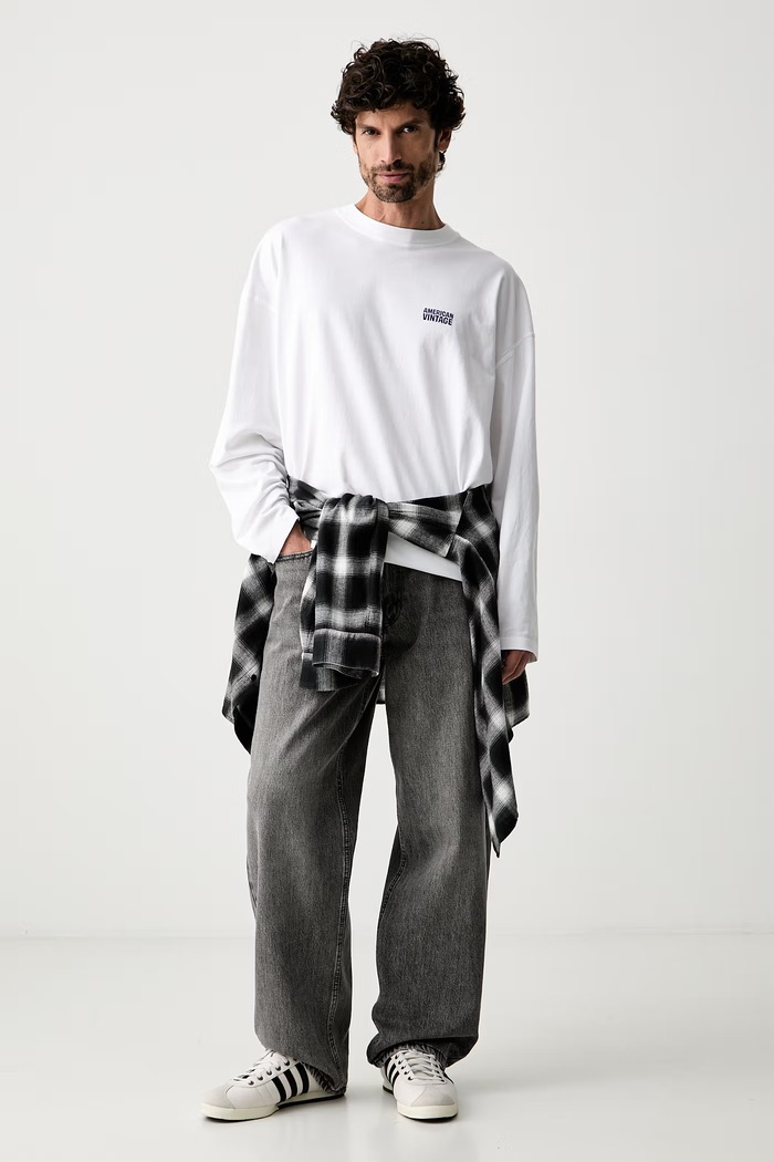 American Vintage longsleeve męski bawełniany MGIX02B biały SS26