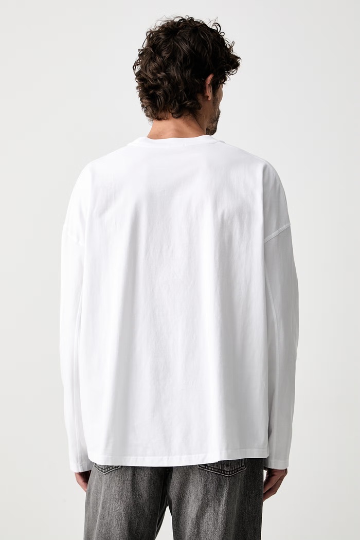 Odzież American Vintage longsleeve męski bawełniany MGIX02B biały