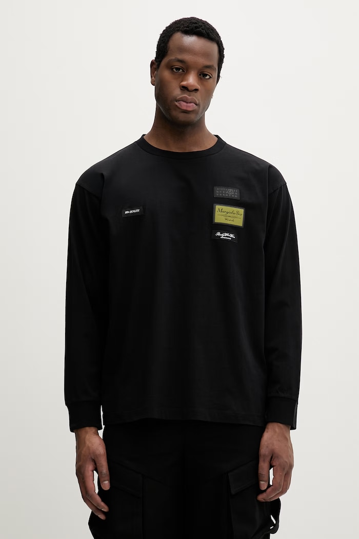 MM6 Maison Margiela longsleeve bawełniany bawełna czarny SH0NH0023.M20170.900