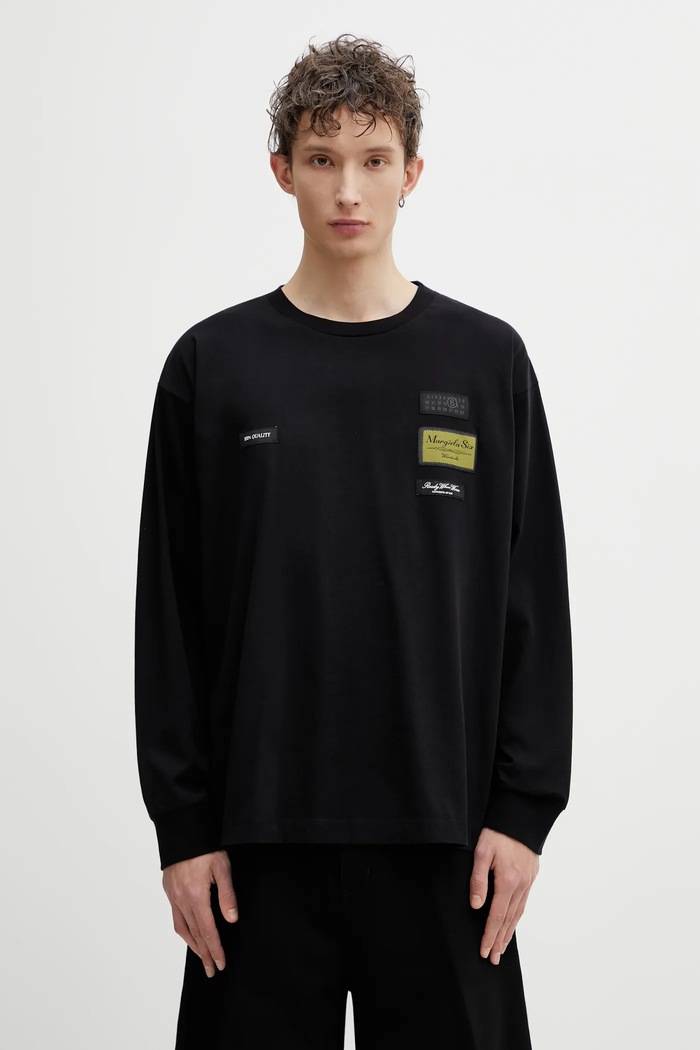 MM6 Maison Margiela cotton longsleeve top relaxed black SH0NH0023.M20170.900