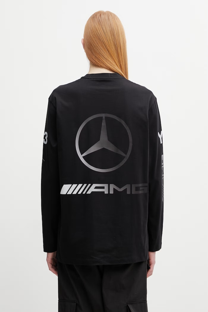 Îmbrăcăminte Y-3 x F1 CHAOS LS TEE longsleeve de bărbați din bumbac KR2372 negru