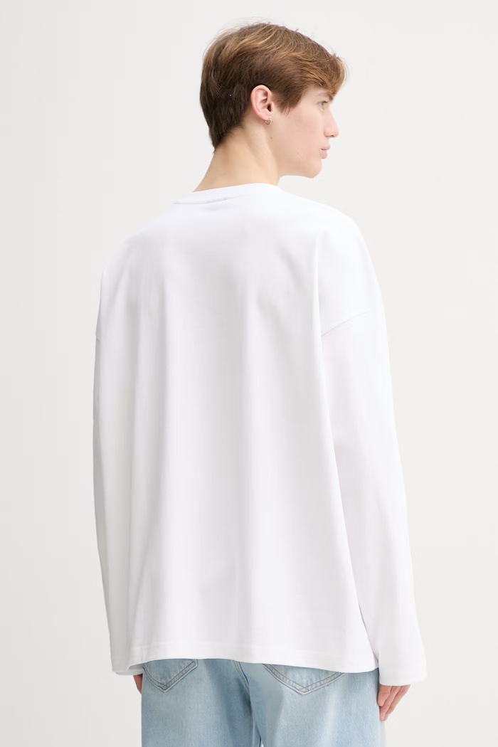 Oblečenie Bavlnené tričko s dlhým rukávom G-Star Heavy jersey oversized D28608.D709 biela