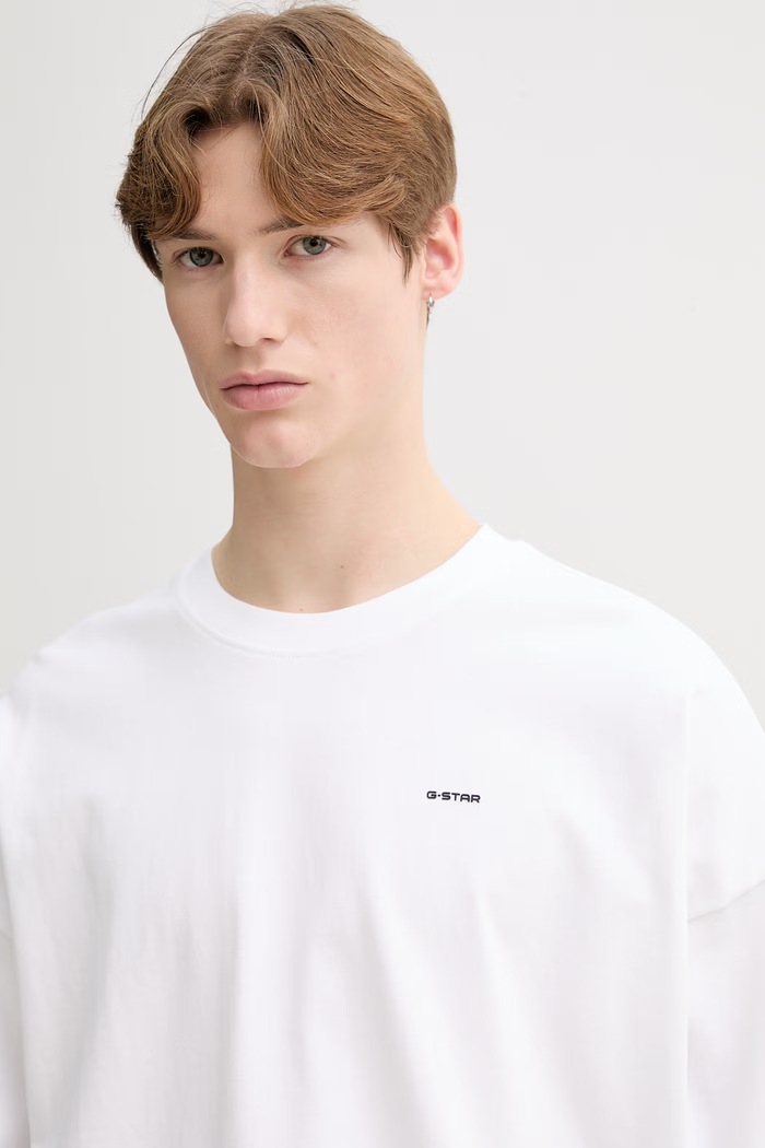 Bavlnené tričko s dlhým rukávom G-Star Heavy jersey oversized biela D28608.D709