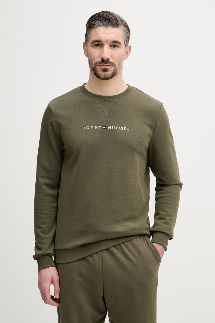 Tommy Hilfiger mikina pánska s bavlnou zelená UM0UM03666