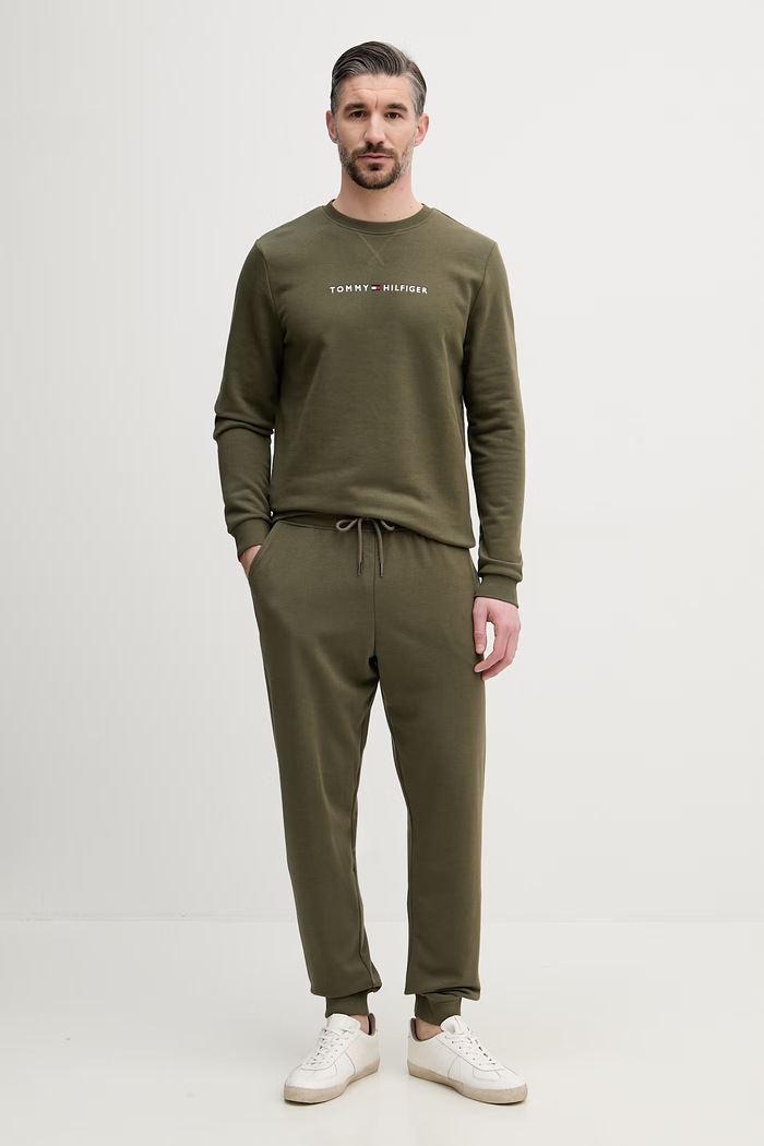 Tommy Hilfiger mikina pánska s bavlnou UM0UM03666 zelená SS26