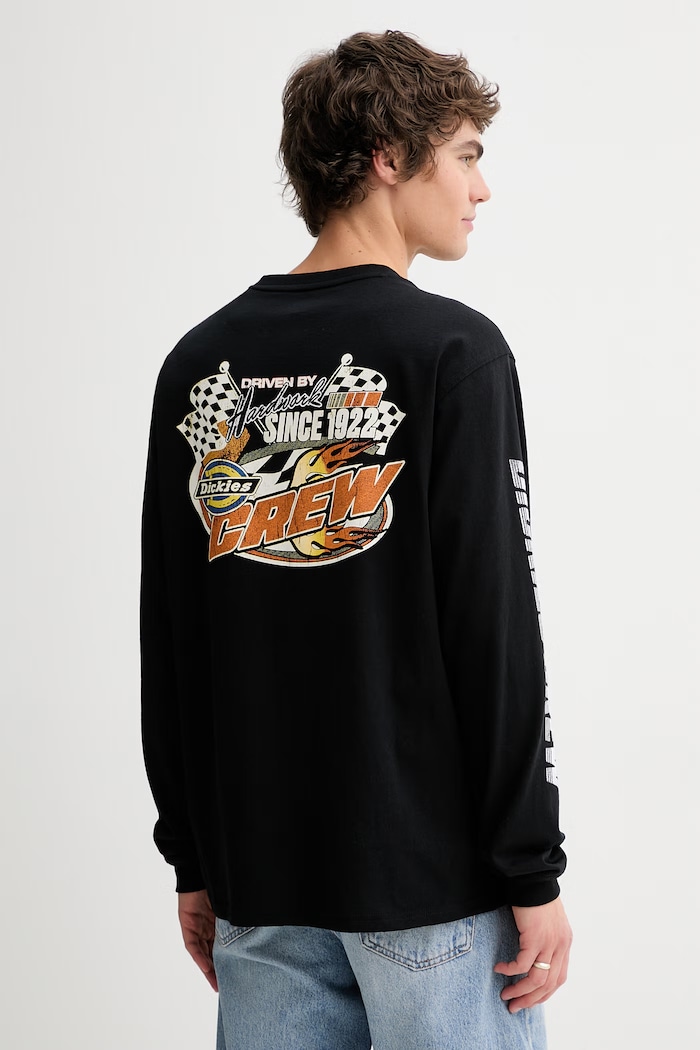 Bavlnené tričko s dlhým rukávom Dickies relaxed čierna DK0A8A12BLK1