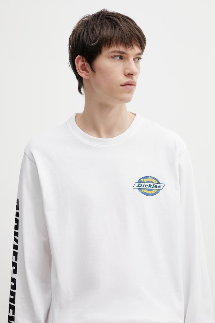 Dickies longsleeve din bumbac alb DK0A8A120WH1