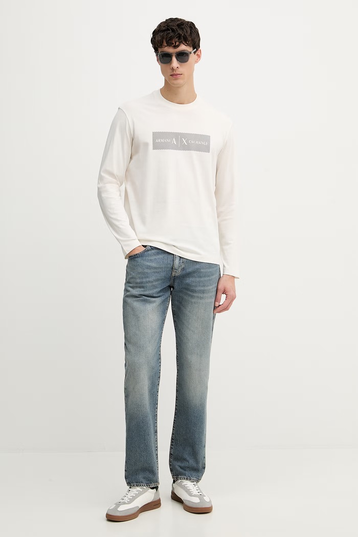 Armani Exchange majica za muškarce od pamuka XM002820.AF10356 bež SS26