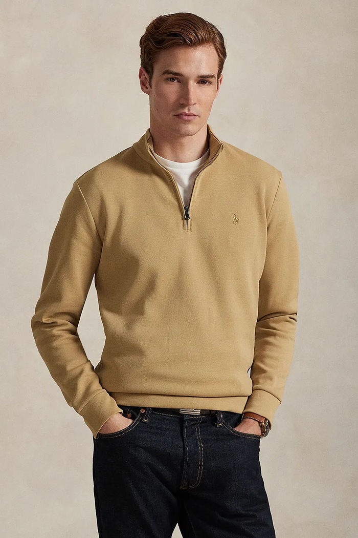 Μακρυμάνικο Polo Ralph Lauren LT WT MESH FACE DKT-KNT-PULLOVER κανονικό μπεζ 710P04056007