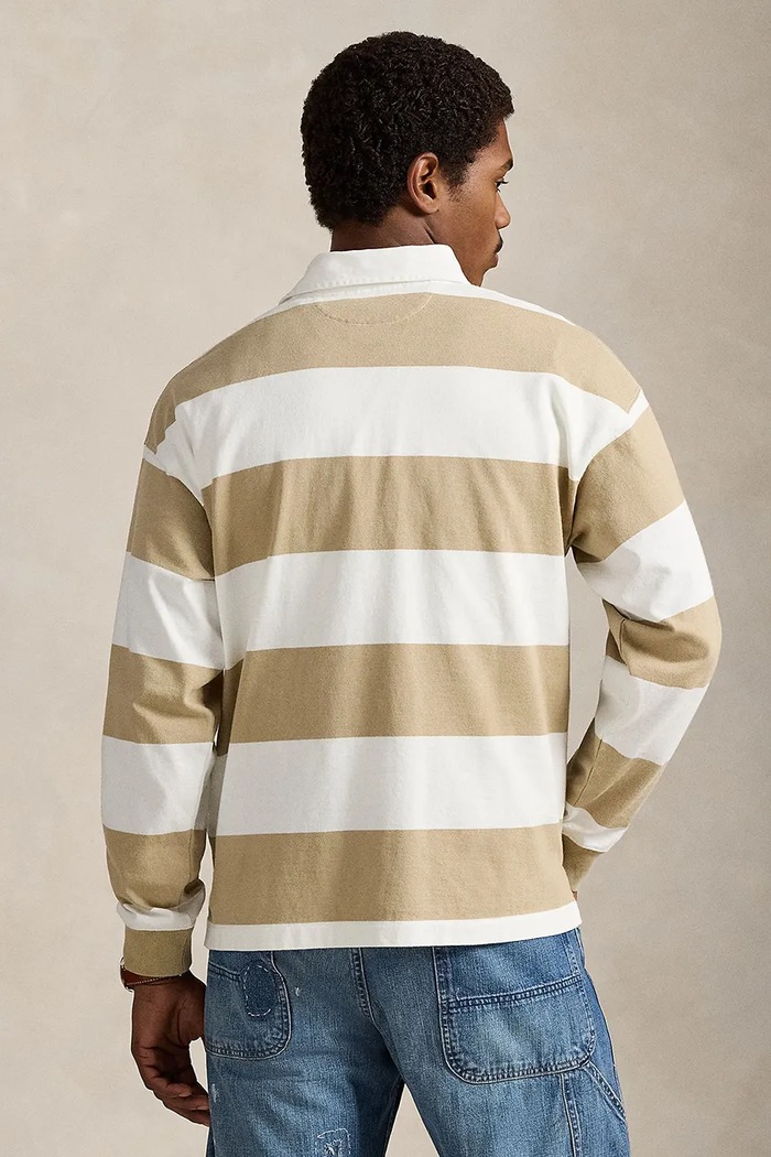 Βαμβακερή μπλούζα με μακριά μανίκια Polo Ralph Lauren JERSEY-LSL-RUG 710965471500 μπεζ SS26