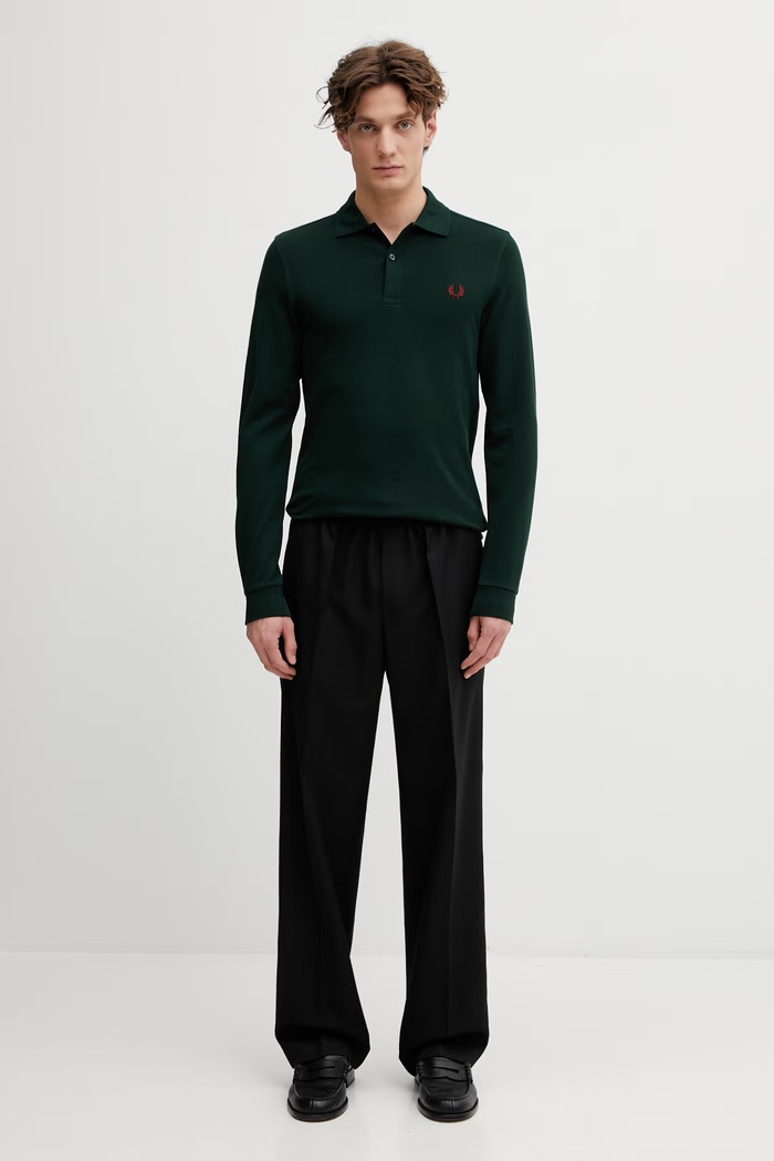 Fred Perry longsleeve de bărbați din bumbac M6006.15B verde