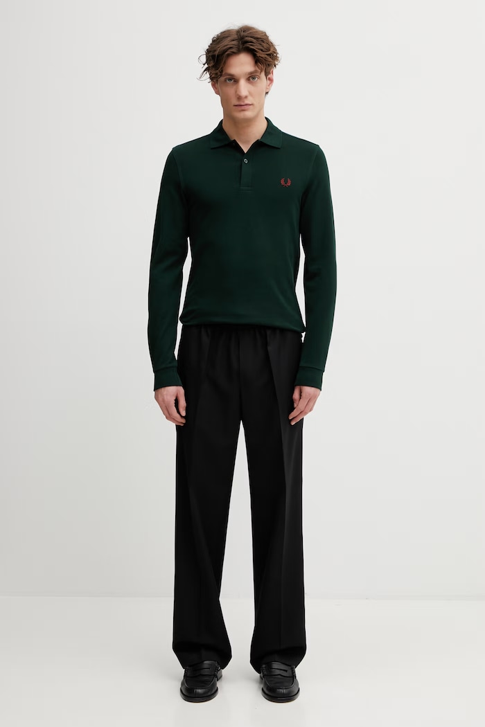 Fred Perry longsleeve de bărbați din bumbac M6006.15B verde