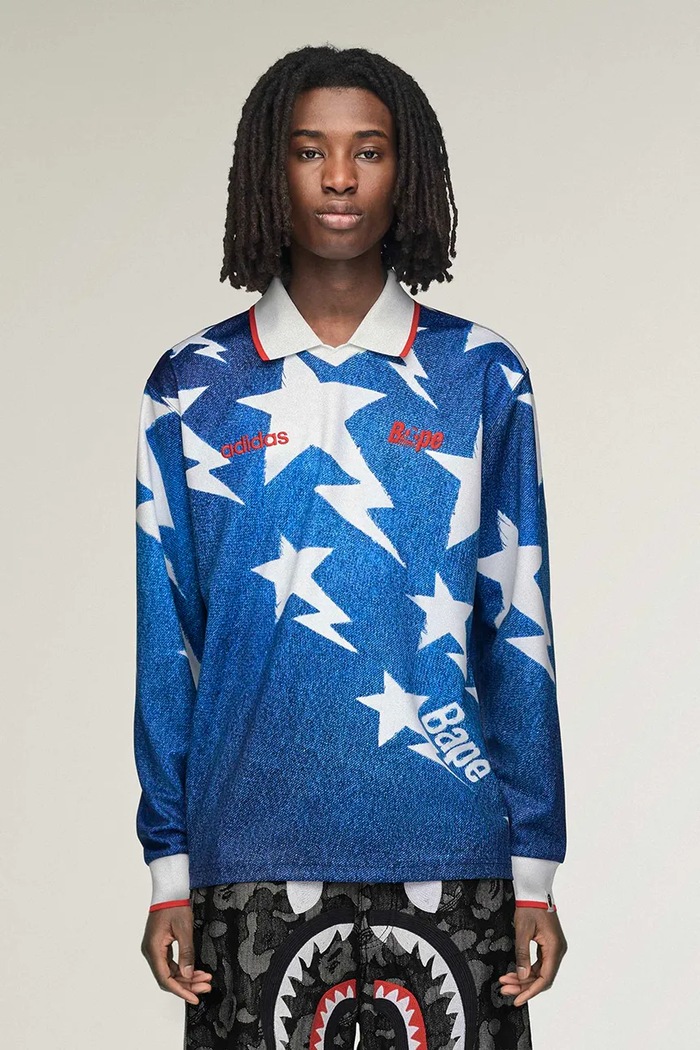adidas Originals x BAPE longsleeve shirt blue color patterned KF4913 KF4913